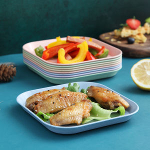 ชุดจานข้าวสาลี + PP จานข้าวอเนกประสงค์ แข็งแรง ทนทาน จานสวย คละสี พร้อมกล่อง ชุดจาน 10 ใบ + 1 ถาดวาง