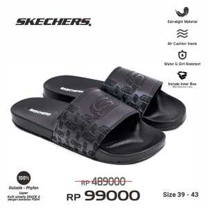Sandal Skecher Men Walk-Black Terbaru Murah Sandal Slide Pria Sandal Skechers Pria Casual Sandal Pu Leather Empuk - Lazada