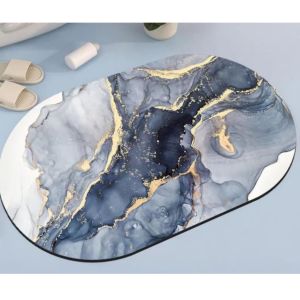 (Msia) 40x60cm (Thickness: 4mm) Luxury Series Japan Soft Diatom Mud Bathroom Mat Nordic Style Anti Slip Water Absorbent Fast Dry Diatomaceous Earth Floor Mat Fits Under the Door- 豪华硅藻土地垫 Mat Diatom Bilik Air Cepat Kering