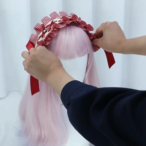 กิ๊บติดผมห่วงสำหรับเด็กผู้หญิงลายสตรอเบอร์รี่ประดับโบว์ติดผมอุปกรณ์แต่งผมสำหรับงานปาร์ตี้คริสต์มาสคอสเพลย์ที่คาดผมทรง