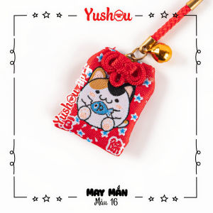 Móc khóa Yushou Mèo Ú May Mắn dễ thương (Kiểu Omamori) Có sẵn
