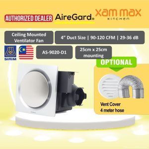 (FREE SHIPPING) Airegard AS9020 D1 Round - 4" Exhaust Fan Ventilator [Silent Series] Panel Cover / AS-9020-D1 Exhaust Fan / Bathroom / XAMMAX