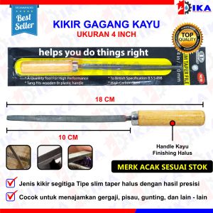 KIKIR BESI KAYU GAGANG KAYU AMAN DITANGAN 10CM (4INCH) / ALAT KIKIRAN MATA GERGAJI SEGITIGA PISAU