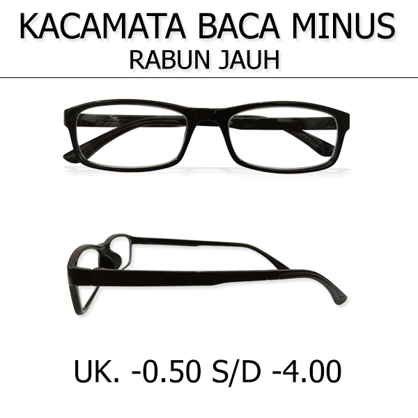 Kacamata Baca Jarak Jauh Burem Frame Kotak Panjang Lensa Bening Minus