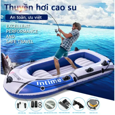 Thuyền hơi thuyền phao xuồng bơm câu cá 3-4 người lớn dày rộng cao cấp chắc chắn