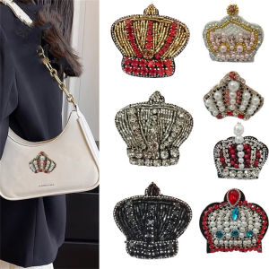 Rhinestone Beaded Crown Patches Handmade Cloth Stickers Fashion Beading Applique Patch Cloth Stickers Bag Shoes Accessories H260729