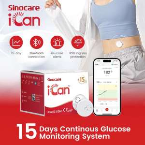 2 Pieces Sinocare iCan i3 Continuous Glucose Monitoring (CGM) System Glucometer