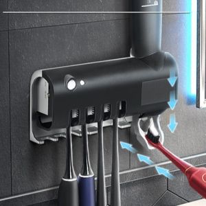 🌟ข้อเสนอ🌟พร้อมส่ง️ ที่บีบยาสีฟันอัตโนมัติ มาพร้อมระบบฆ่าเชื้อด้วย อุปกรณ์เก็บแปรงสีฟัน  ที่บีบยาสีฟัน กล่องใส่แปรงสีฟั