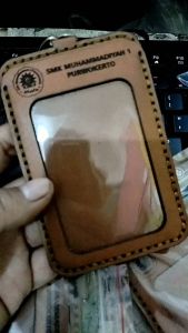 NAME TAG ID CARD HOLDER KULIT ASLII LANYARD FREE CUSTOM LOGO