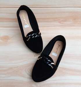 FLAT SHOES SOL KARET HITAM VARIASI-SEPATU BALET TERBARU-SEPATU PEREMPUAN-BALET CEWEK