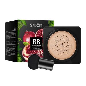 SADOER Red Pomegranate BB Air Cushion Foundation Korean Mushroom Head CC Cream Concealer Whitening Makeup Cosmetic Breathable Brighten Face Base