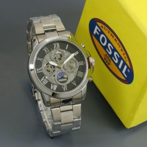 Box Exclusive Jam Tangan Fos Angka Romawi VA-756SRA / Jam Tangan Fashion Pria Tali Rantai Diameter 43cm