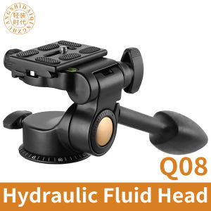 QZSD Q08S 3-Way Fluid Ball Head Rocker Arm Video Tripod Ball Head+Quick Release Plate for DSLR Camera Tripod Monopod Ball Head