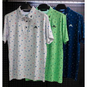 J/Lindeberg golf shirt 3 colors white charcoal blue green with gentle patterns