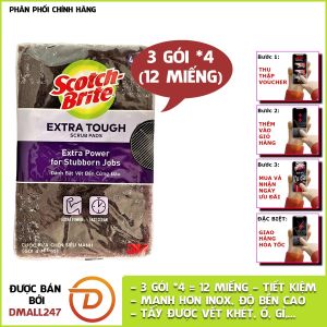 Gói 4 miếng cước cọ rửa mạnh hơn inox 3M 7447  - Dmall247 chăm sóc vệ sinh nhà cửa