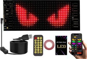 2PCS 6.8in x 2.8in LED Devil Eyes Light for Cars Programmable Monster Eyes for Trucks Flex LED Display Soft Screen Suitable for Car Truck Windshield Window with Remote and Bluetooth APP Control