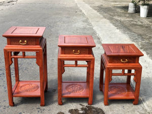 Đôn vuông ngăn kéo kê đồ trang trí gỗ hương mặt 38 cao 50607080
