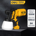 Súng Phun Sơn Điện Deli - Máy Phun Sơn Cầm Tay Công Suất 550W Dung Tích 800ml 4 Kiểu Phun Có Thể Thay Đổi. 