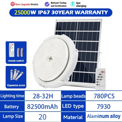 OOKAS solar ceiling light solar ceiling light with solar panel indoor ceiling lamp upgrade LED IP68 Waterproof with remote solar lights inside the house