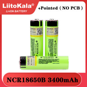 LiitoKala Original Rechargeable Battery 18650 3400mAh 3.7V 10A Discharge Li-Ion BMS Lithium Battery 100% Brand New Real Capacity Pointed Rechargeable Batteries Tip Without PCB For Vape Flashlight NCR18650B