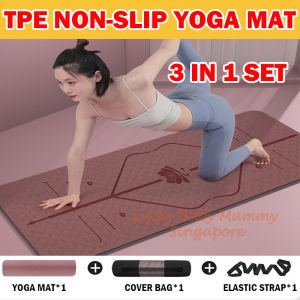 Anti-Slip Premium Quality TPE Yoga Mat Extra Thick 6/8mm TPE Workout Mat Free Strap + Bag