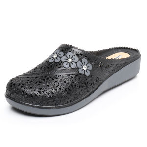 Free Shipping WomenS Summer New Style Closed-Toe Slippers Retro And Fashionable Casual Embroidered Non-Slip Shoes For Mothers And Elderly