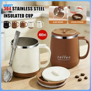 Double Wall Stainless Steel Coffee Mug With Spoon And Tea Strainer – Insulated Tumbler For Hot And Cold Drinks Coffee Milk Tea Juxutt