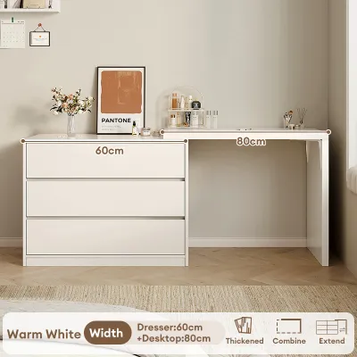 NAIJIA Dressing Table With Drawers Vanity Table With DrawersSpace-Saving Storage with Extendable Vanity TableMeja Solek Makeup Table Storage Drawer Cabinet梳妆台带斗柜