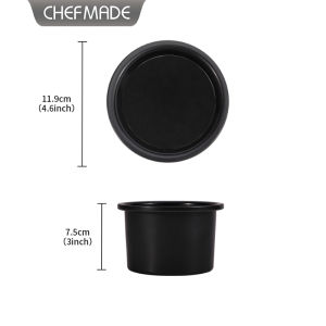 CHEFMADE 4 inch 6 inch 8 inch Chiffon Cake Mold with Removable Bottom Anodized Carbon Steel Material Round Pan for Bread Cake Baking Oven Household Black WK9935/WK9793/WK9794