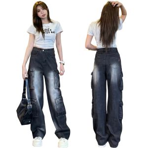 Quần Jean Đen Wash Ống Suông Rộng Phối Nhiều Túi QJ200