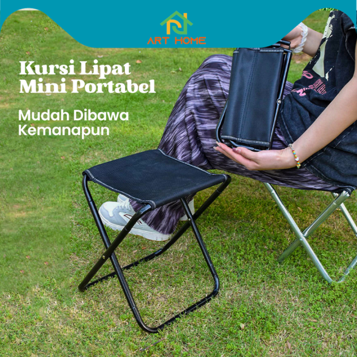 Kursi Lipat Mini Portable dengan pouch untuk Camping Mancing outdoor MultiFungsi
