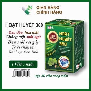 Viên bổ não GINKO HOẠT HUYẾT 360 Tăng trí nhớ tăng cường tuần hoàn máu não - Lọ 30 viên