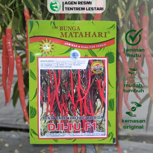 Benih Cabe Keriting Hibrida DJITU F1 10 gram Cap Bunga Matahari Lebat & Unggul