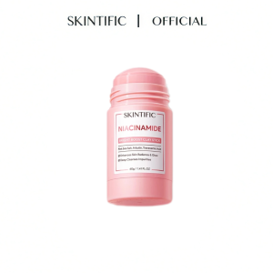 Skintific Niacinamide Bright Boost Clay Stick 40g Pink Sea Salt + Arbutin + Tranexamic Acid Deep Pore Purifying + Sebum Oil Absorb + Dull Tone Brightening + Dark Spot Fade + Instant Luminous Glow Portable Wash-Off Mask Stick