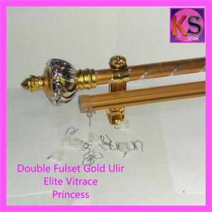 Besi Gorden Double Fullset Rollet Princess Batang Ulir Ganda & Rel Elite Vitrase Murah
