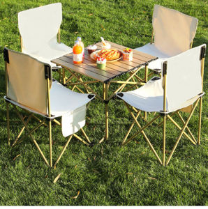 BỘ BÀN GHẾ GẤP GỌN DU LỊCH DÀNH CHO ĐẠI GIA ĐÌNH NHÓM BẠN GỒM 1 BÀN 4 GHẾ 1 TÚI ĐỰNG-HÀNG CÓ SẴN. KHUNG LÀM BẰNG HỢP KIM NHÔM CHỊU SỨC NẶNG TỚI 15OKG