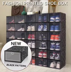 Fan's tone】6/12Pcs Foldable Storage Box Transparent Shoe Boxes