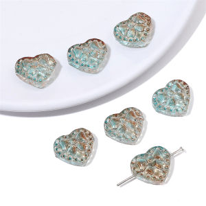 16x14mm 10pcs/bag Glass Heart Bow Beads For DIY Earring Necklace Bracelet Jewelry Making Accessories