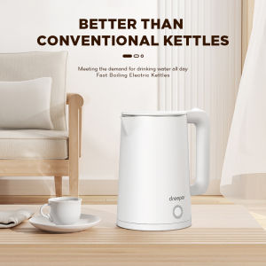Dreepor Electric Kettle Stainless Steel Electric Kettle 2.2L Double Layer Anti-scalding Automatic Heat1500W Steam Sensor Switch Boil and Stop Anti-dry Protection