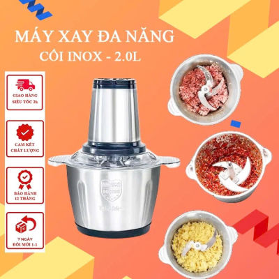 Máy Xay Thịt Cầm Tay Cối Xay Inox 4 Lưỡi Công suất 300W , Xay Cua Cá, Tỏi Ớt, Rau Củ Quả