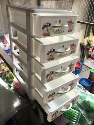 Tủ nhựa 5 tầng mini họa tiết chìa khóa đồ trang sức vật dụng nhỏ vật dụng gia đình văn phòng...