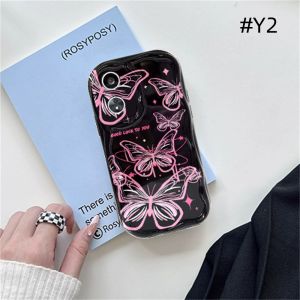 XingHai SoftCase Samsung A05S A04e A04 A04s A14 A13 A12 A10s A20s A30s A21s A12 A02s A32 A03 A51 A23 A50s A52s A50 A03s A52 A11 A20 M11 M12 INS Butterfly Fuchsia Soft TPU Wave Edge Phone Case Cover