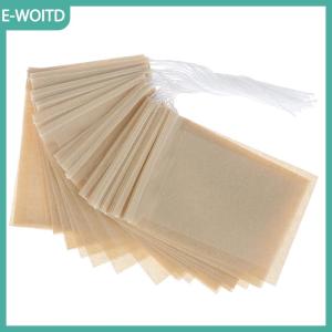 【E-WOITD】 100 cái lô Túi trà giấy rỗng túi lọc có dây rút dùng cho trà thảo mộc rời