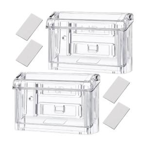 2Pcs Acrylic Business Holders Wall Mounted Organiser Strorage Box with Dustproof Lid For Office Organization