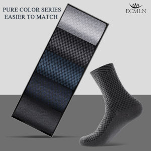 ECMLN Bamboo Fiber Socks for Men Business Deodorant Breatheable Long Tube Sweat-absorb Socks Sport Socks