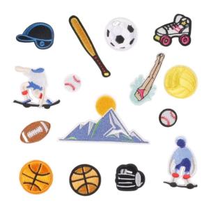 16 Pcs Embroidered Patches Sports Series Iron on Patches Repair Patches Sewing on Applique Applique Patches for Hat