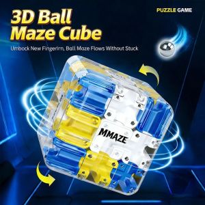 3D Maze Magic Cube Puzzle Ball Rolling Cube Brain Teaser Stress Relief Fidget Toy Gift for Adults