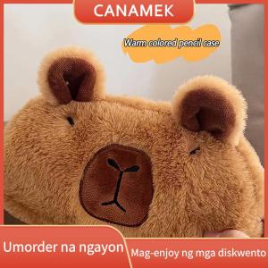 CANAMEK Cute Kawaii Large Capacity Capybara Pen Bag Funny Cartoon Fashion Capybara Plush Pencil Pouch School Supplies Birthday Gifts
