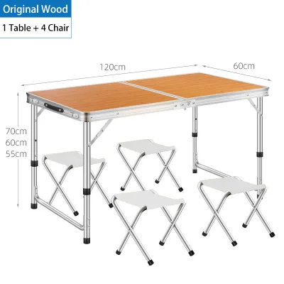 LUVHOME Folding Table Height-Adjustable Foldable Table With Chair Set Outdoor Portable Camping Table Home Dining Table