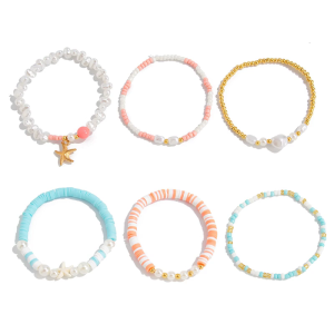 Ocean Inspired Stackable Beaded Bracelet Multilayered Handchain Colorful Starfish Design Lightweight Gift